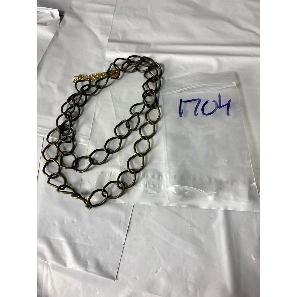 Vintage Brass Tone Chunky Chain Link Necklace‎